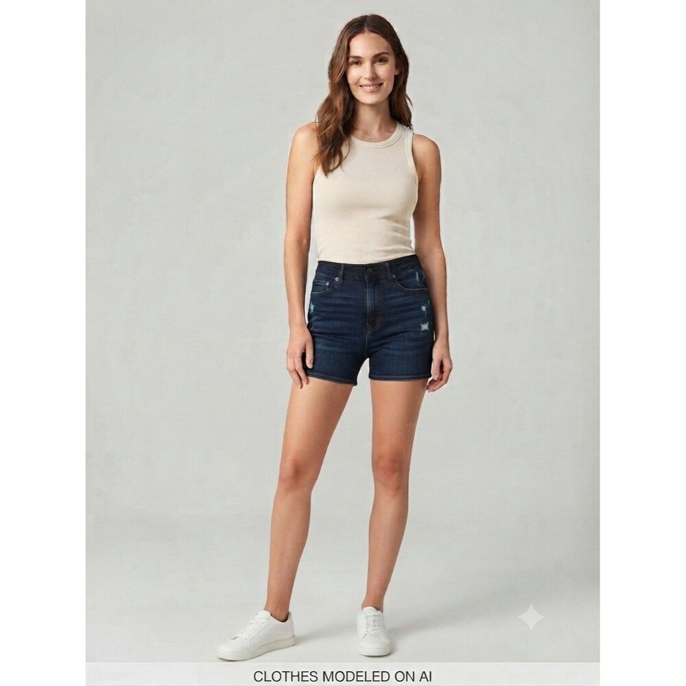 Levi's Bermuda Denim Shorts Womens 32 Mid Rise Dark Wash Stretch 5" Inseam